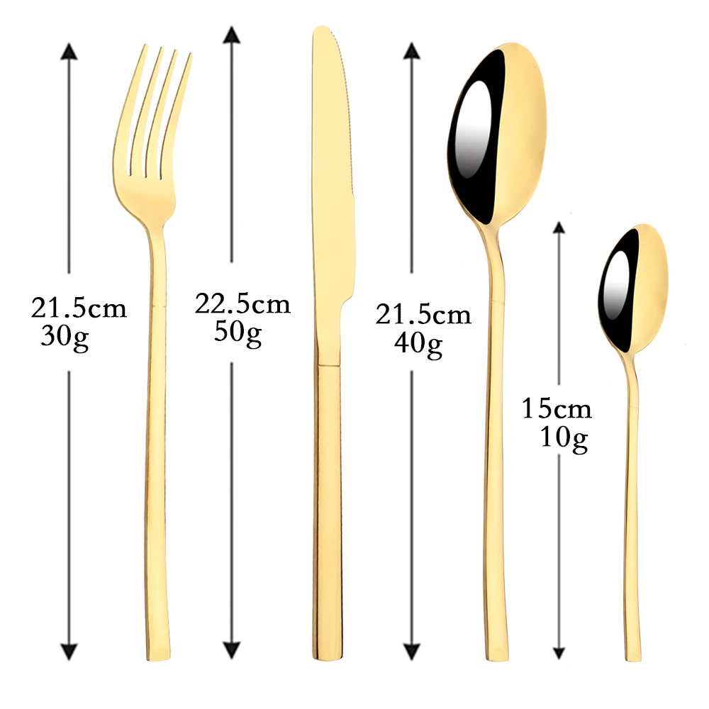 

Набор столовых приборов Gold Western из нержавеющей стали, столовые приборы, столовый нож, вилка, чайная ложка, столовые приборы для дома