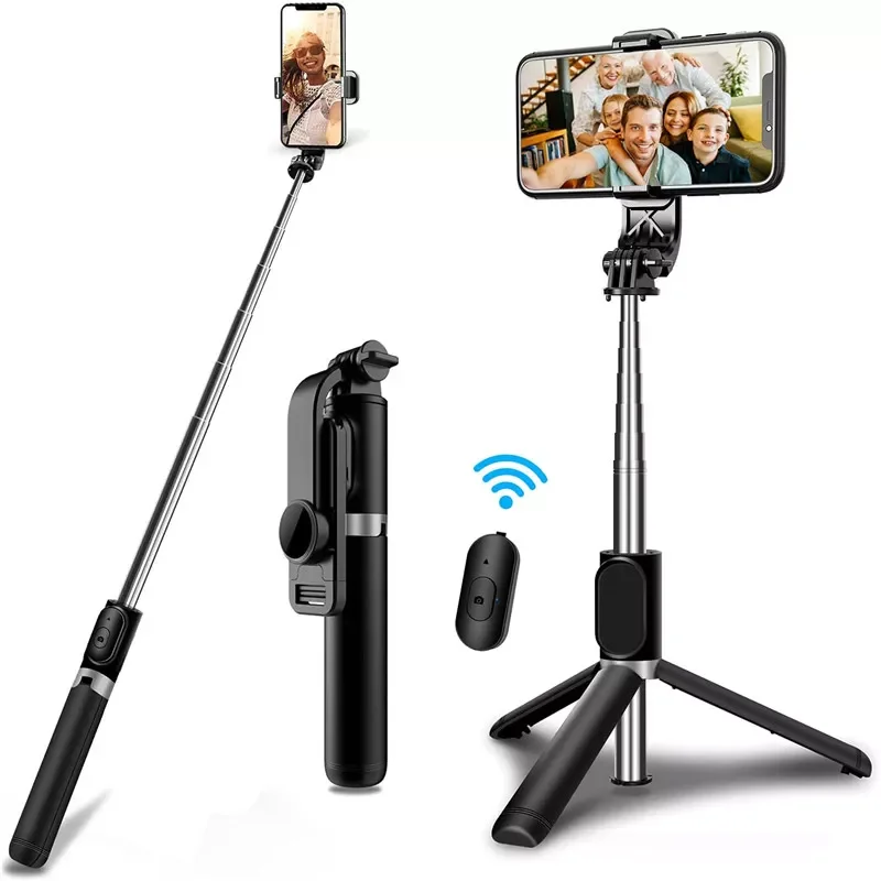 

Stick Tripod with Wireless Remote, Mini Extendable 4 in 1 Selfie Stick - 360° Rotation Phone Stand Holder