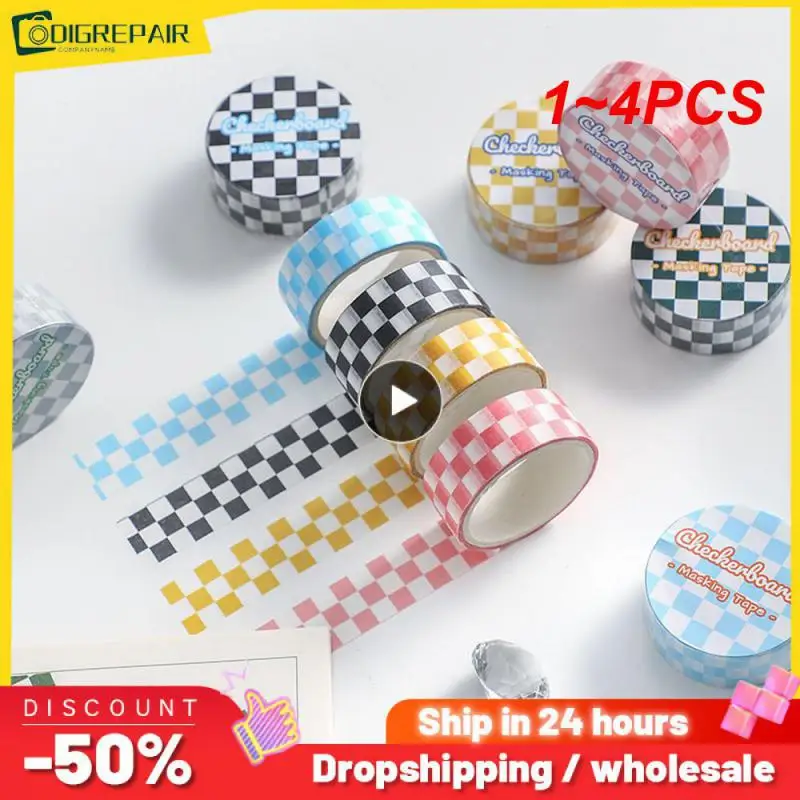 

1~4PCS 1 Roll Fresh Grid Washi for Journal Scrapbooking Diary Planners Crafts Supplies