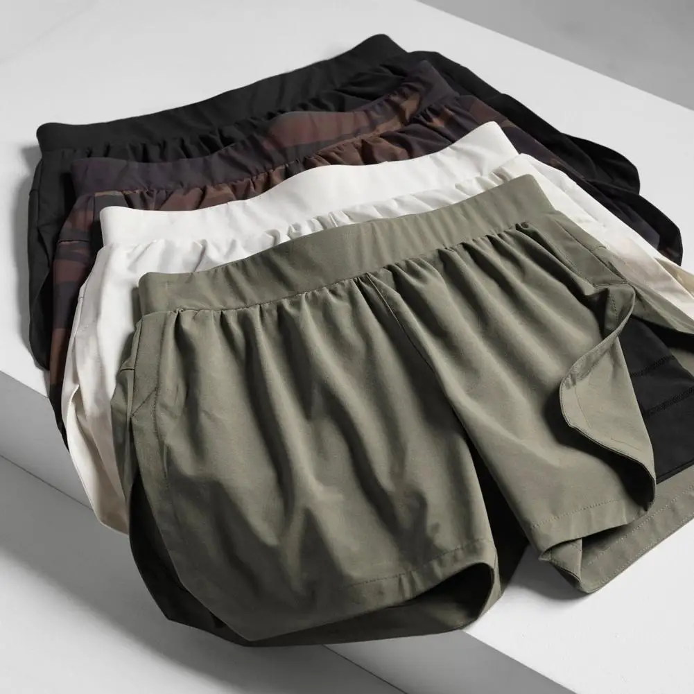 

Sports Shorts Solid Double-layered Soft Fabric Casual Quick Dry High Easticity Sweat Absorption High Easticity Summer Shorts