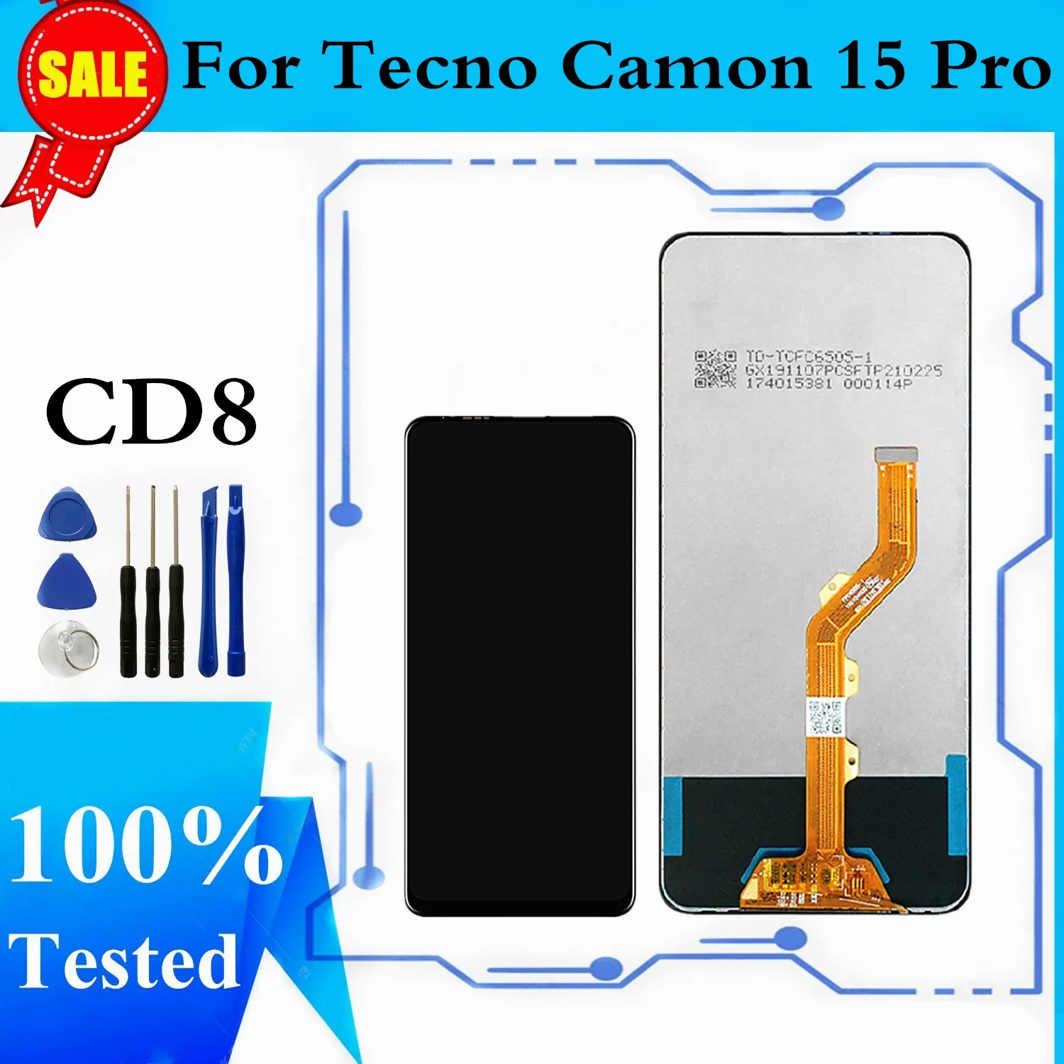 

For Tecno Camon 15 Pro CD8 LCD Display Touch Screen Digitizer Assembly Camon 15 Premier CD8J Replacement Parts