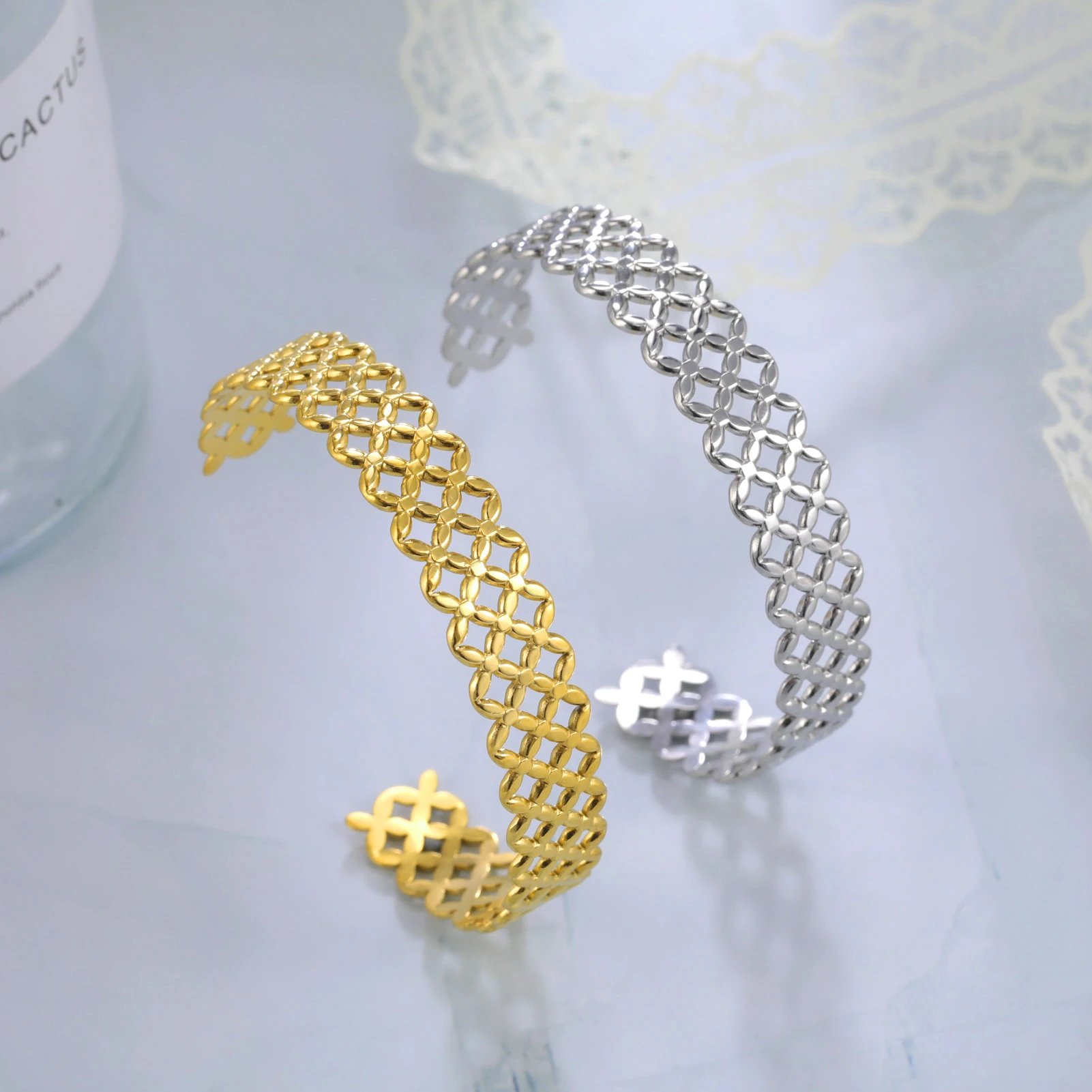 Skyrim Богемный Женский Браслет-манжета с вырезами из нержавеющей стали золотого