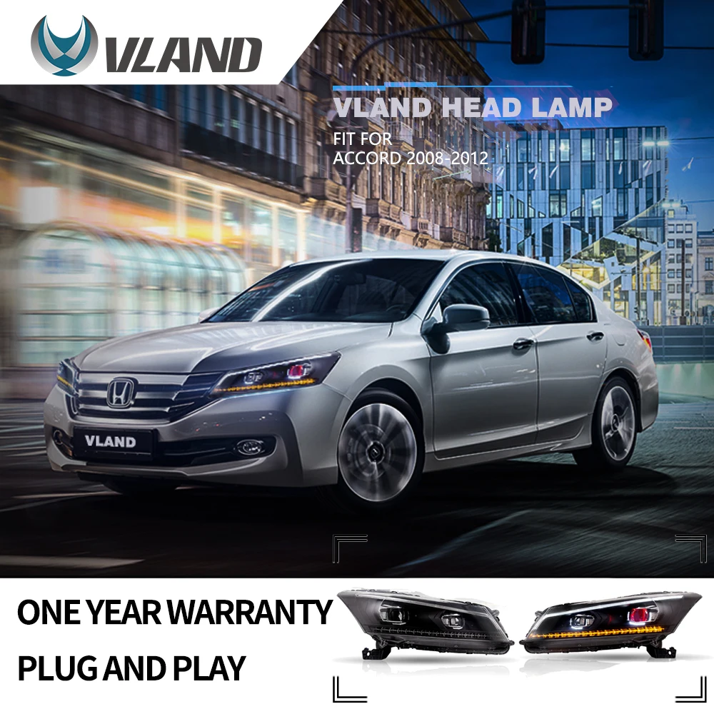 

VLAND factory assembly for Car head lamp for Accord 8th LED Headlight 2008-2013 with turn signal with sequential indicator