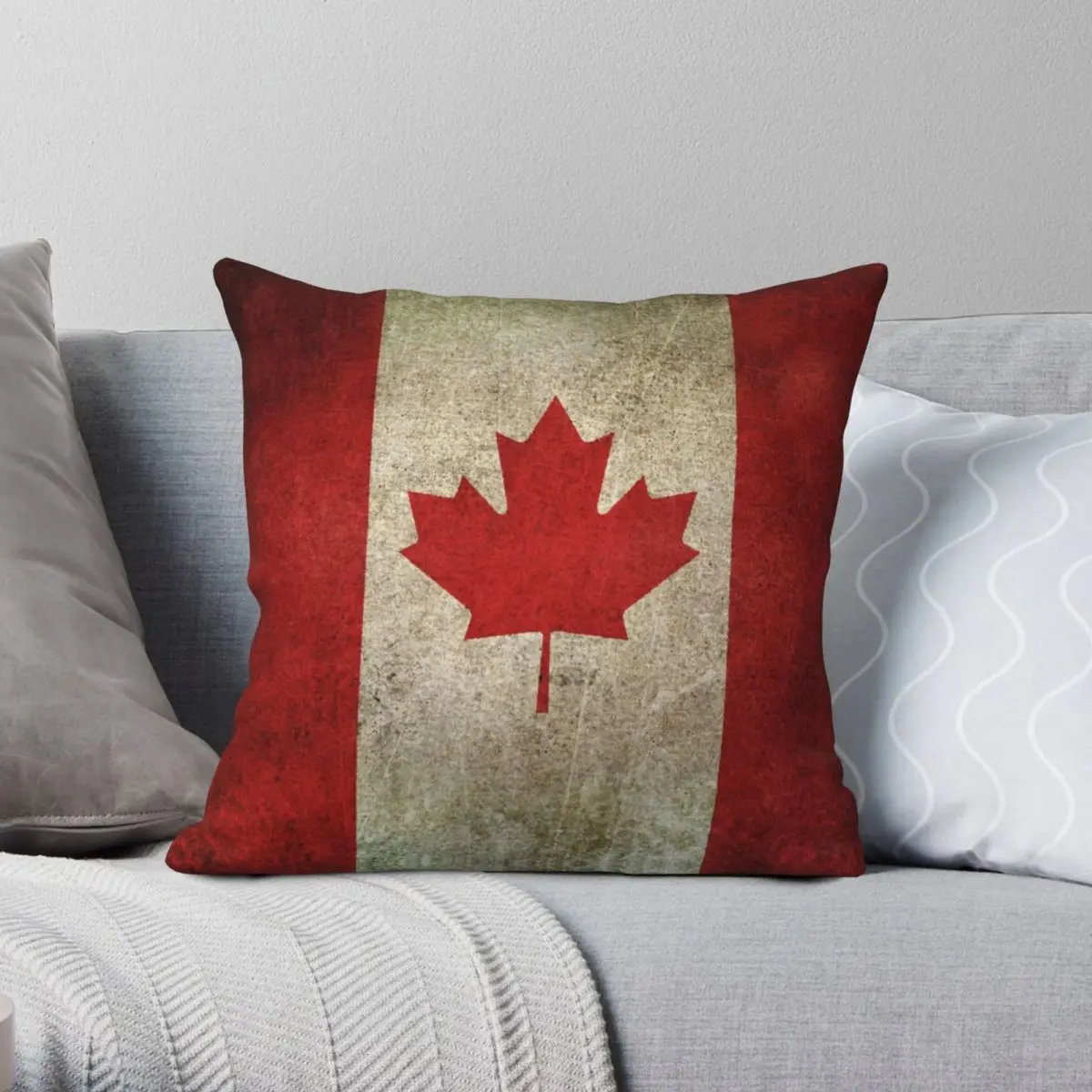 Антиношеный Состаренный квадратный чехол с флагом Канады из полиэстера льна