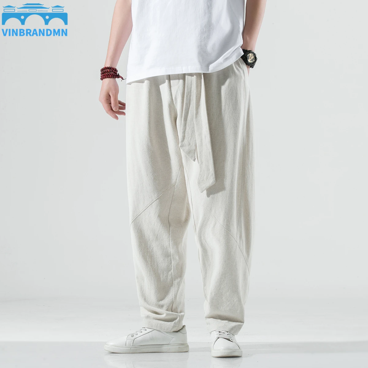 

Брюки-султанки мужские с эластичным поясом, повседневные свободные спортивные штаны, модные однотонные брюки для бега в стиле Харадзюку, хип-хоп