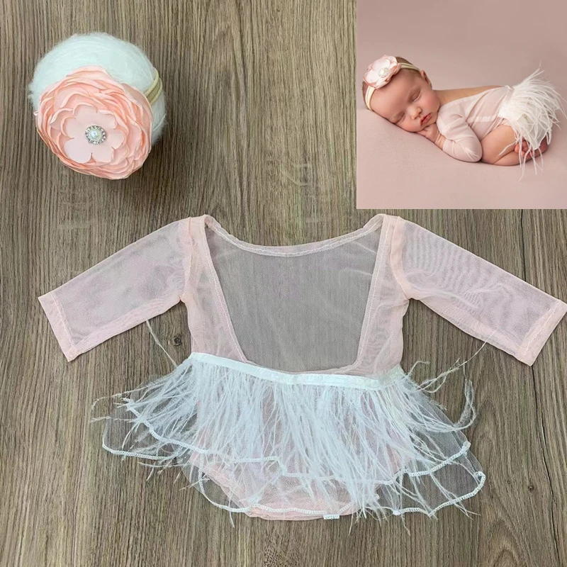❤️Newborn Photography Clothing Flowers Headband+Jumpsuits 2Pcs/set Studio Baby Girl Photo Props Accessories Infant Shoot Clothes