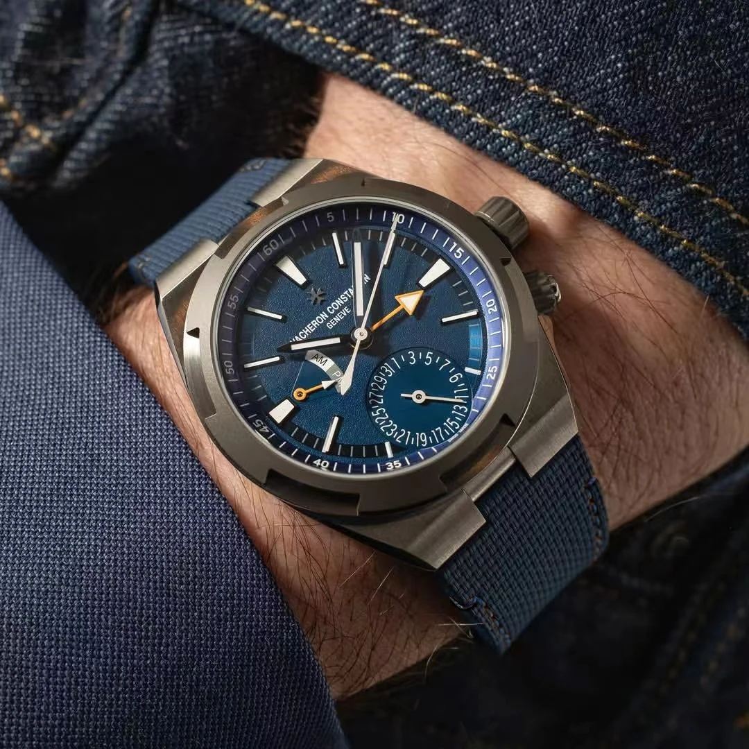 Ремешок для часов ручной работы из парусины и каучука FKM для Vacheron Constantin Overseas 4500V 5500V 7900V, 24×7 мм, с концевыми звеньями (art.: 3920daba7ddc3) - 3920daba7ddc3
