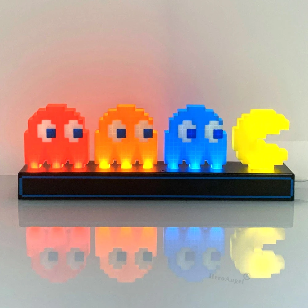 Новая Пиксельная фигурка Pac Man 3d иллюзия светодиодная лампа Иконка игры