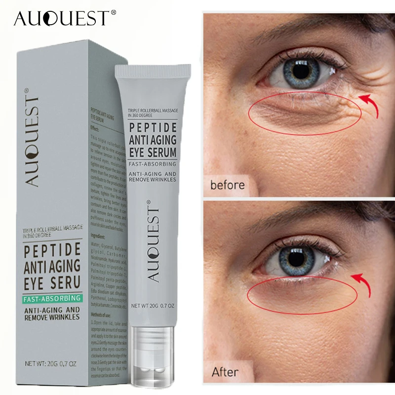 Peptide Anti-Wrinkle Eye Serum Remover Dark Circles Eye Bags Fade Fine Lines Roller Massage Gel Firming Moisturizing Skin Care