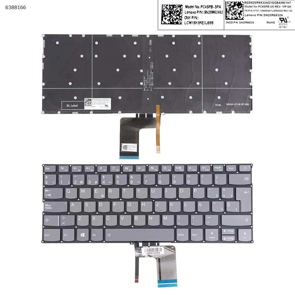 

SP Laptop Keyboard for LENOVO V720-14 V720-14IKB V720-14-ISE 7000-13 GRAY Backlit