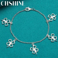 chshine 925 sterling silver lucky four leaf clover pendant bracelet for woman fashion simple wedding engagement charm jewelry