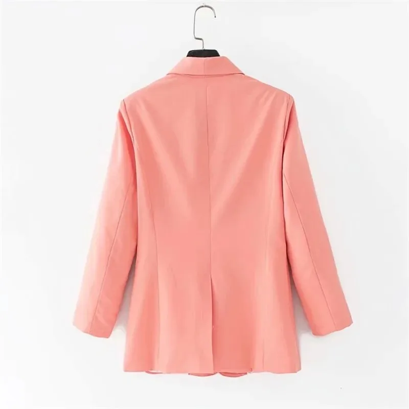All-Match Solid Colors Blazer Suit Women Pink Casual Commute Office Blazer Mid Length Single Button 2021 New Autumn Spring Coats