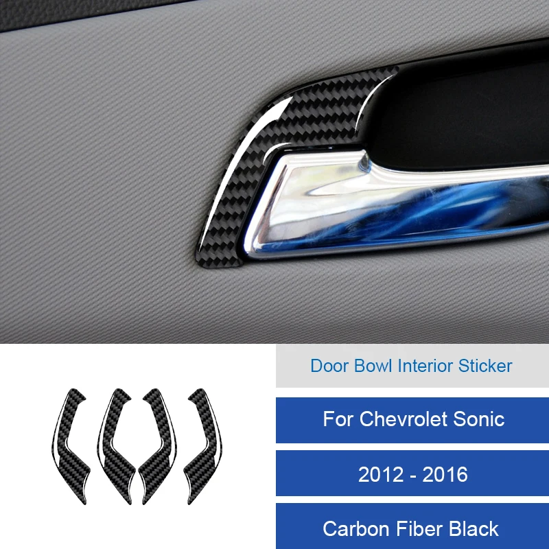 Для Chevrolet Sonic 2012 2013 2014 2015 2016 углеродное волокно/ПВХ салон автомобиля мягкая отделка дверная чаша внутренняя наклейка украшение