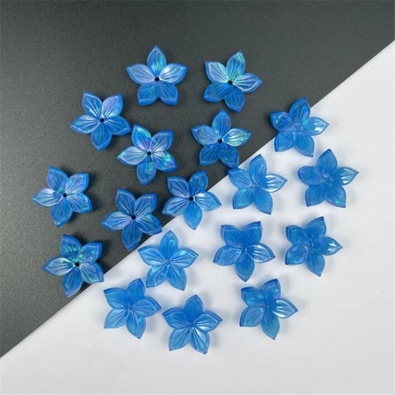 10Pcs/Lot Acetic Acid 3D Flower Beads Torus 18MM Petals Spacer Beads Charm Connectors Diy Hair Jewelry Making Resin Acessories
