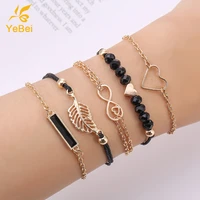 5pcs bohemian bracelets for women 2022 summer jewelry black stone beaded bracelet couples gifts free shipping