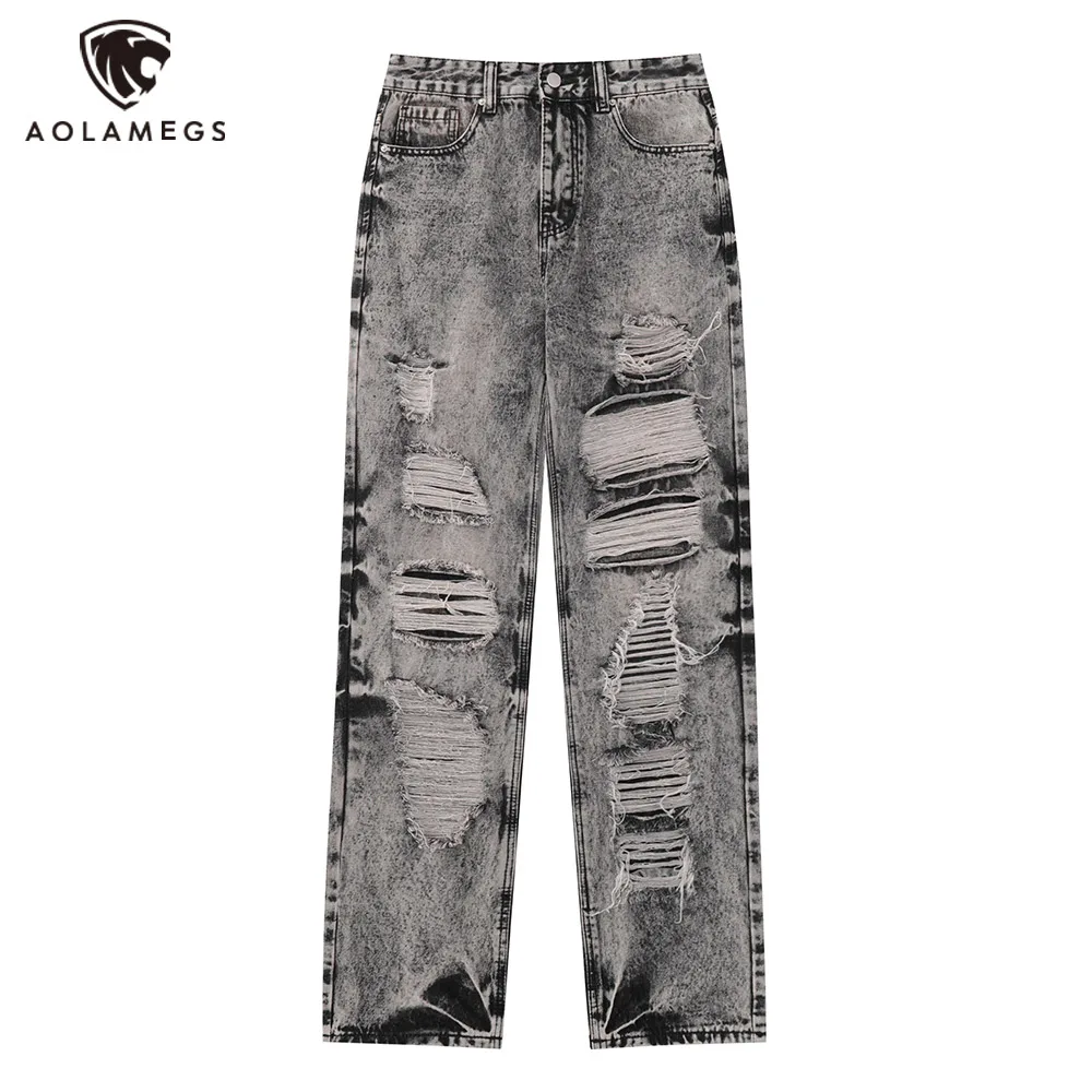 

2023, джинсовые брюки в стиле хип-хоп, уличная одежда, рваные прямые мешковатые джинсовые брюки с дырками, мужские брюки в стиле Харадзюку, брюки-султанки, джинсы