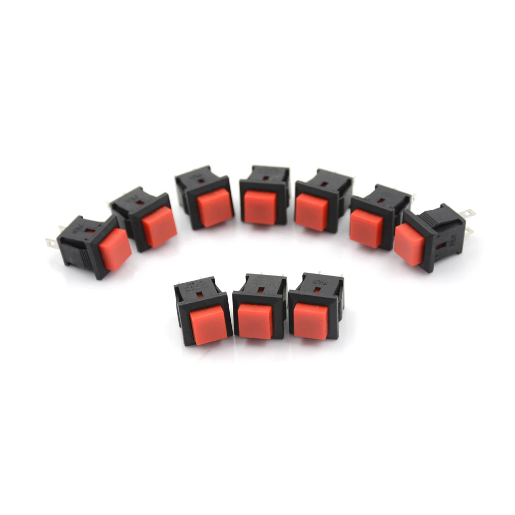 

10pcs New 125VAC 1A Red Square SPST NonLocking Reset/Self-locking Push Button Switch Wholesale Square Head Switches