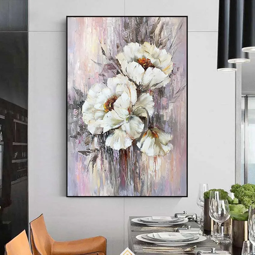 

Ручная роспись Акриловая масляная живопись на холсте Абстрактная живопись цветок постер настенная живопись для гостиной спальни без рамки
