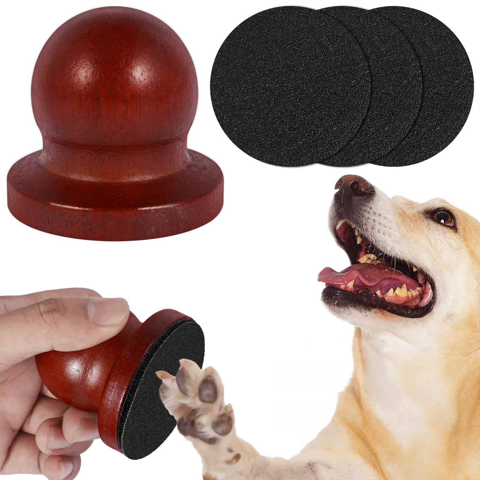 

Dog Nail File Ergonomic Rubberwood Dog Nail Scratch Board with 3 Sand Paper Portable Dog Nail Scratch Pad Manual Dog Nail Filing