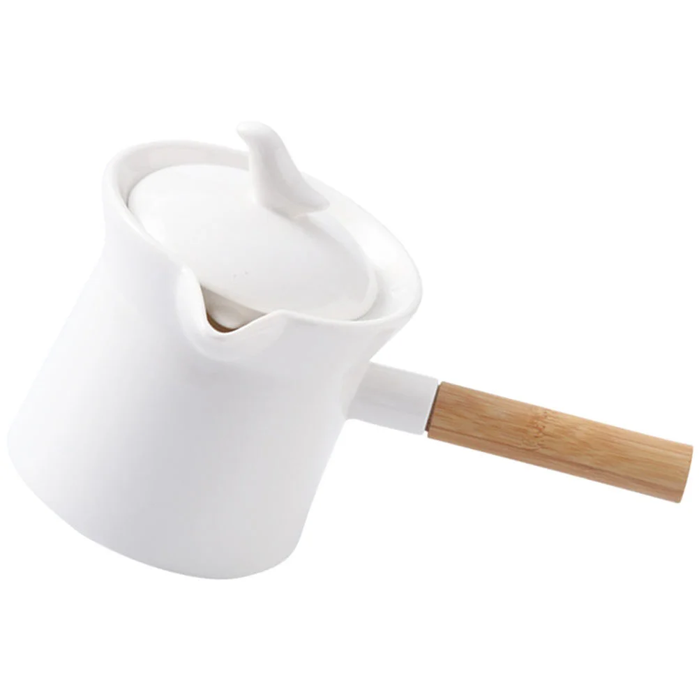 

Wooden Handle Ceramic Milk Pan Mini Foods Universal Saucepan Noodle Bowl Seasoning Ceramics Butter Warmer Baby Household Pot