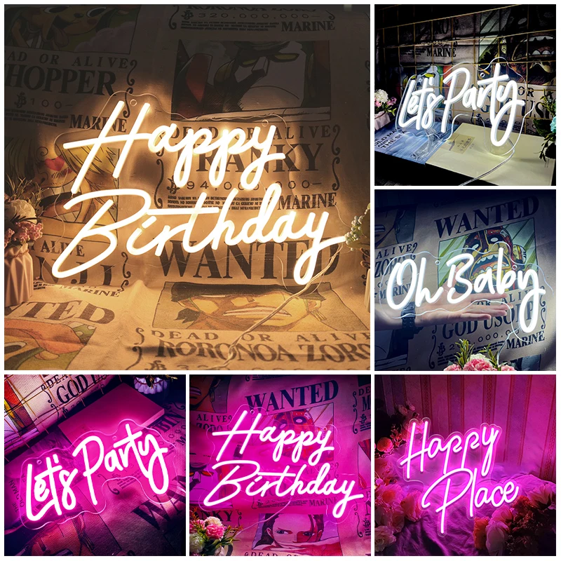 SZREBOW Custom Neon Sign Led Letters Oh Baby Happy Birthdays Better Together Led Letters Neon Light  Sign for Wedding