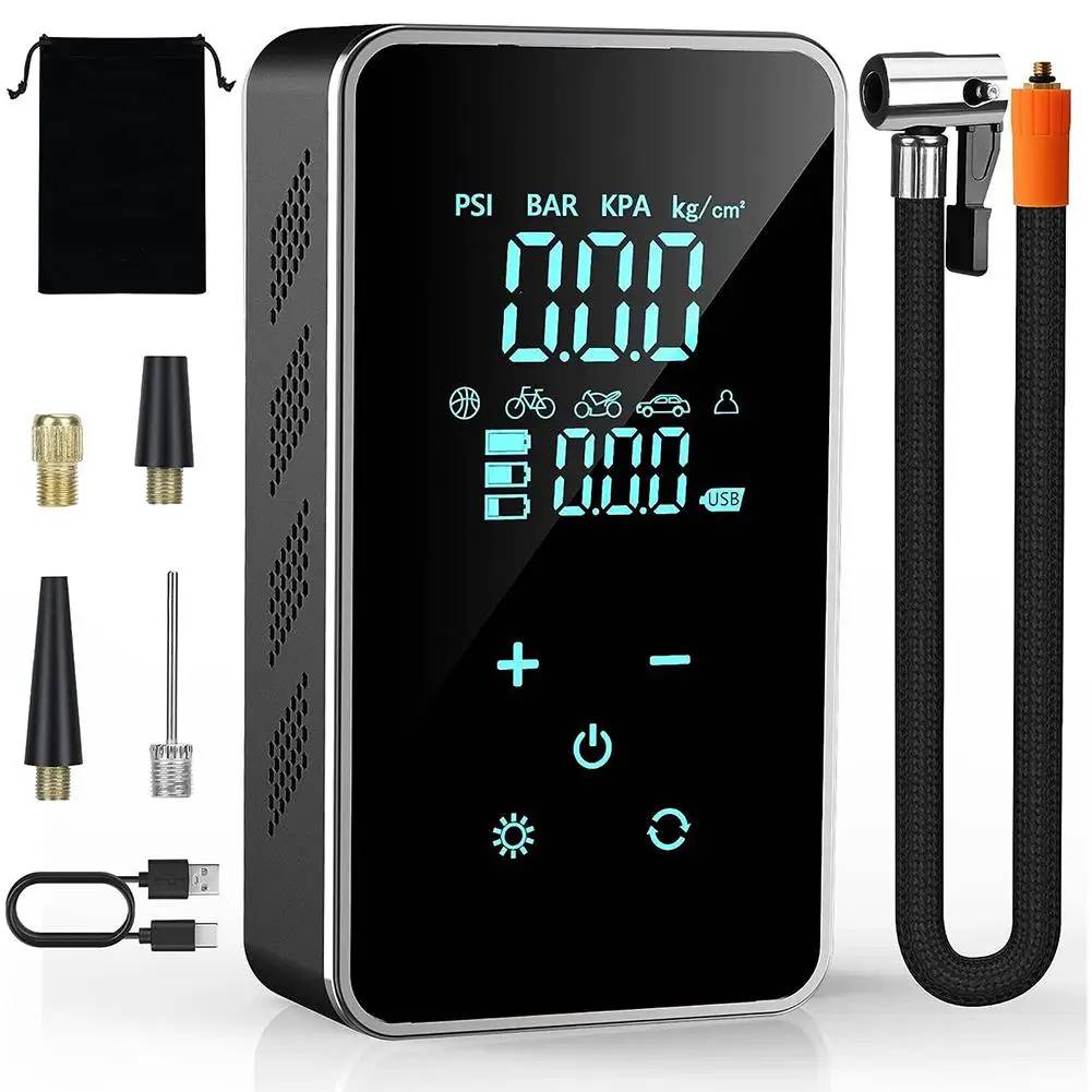 16l/min 150 Psi Air Pump With Touch Screen/gauge/light For Bike Ball