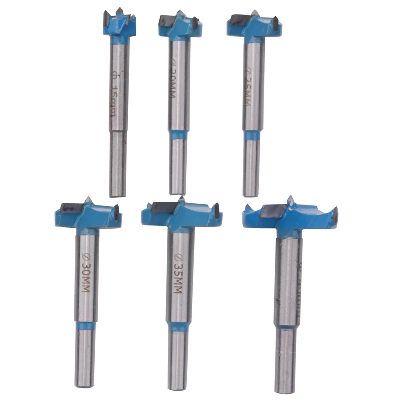

Forstner Drill Bit Set,15-40Mm 6 Pcs Carbide Forstner Bits High Speed Steel Wood Tool