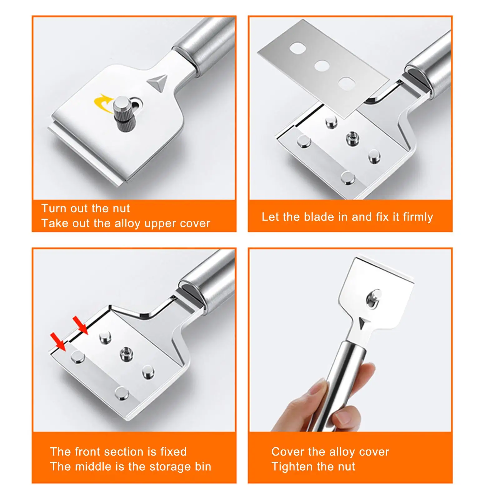 

Скребок для лезвия бритвы | Скребок для стекла из нержавеющей стали | Фотопанель с 4 запасными частями B