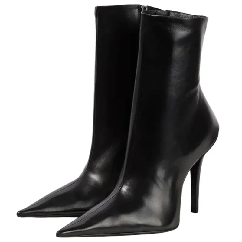 Современные сапоги до колена с острым носком и боковой молнией пикантные модные