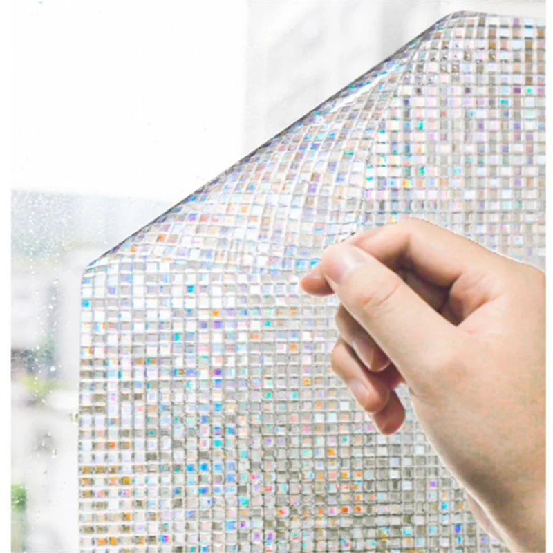 

3D Window Privacy Film Stained Glass Film,Static Cling Decorative Rainbow Window Tint Sticker,Non-Adhesive UV Blocking for Home