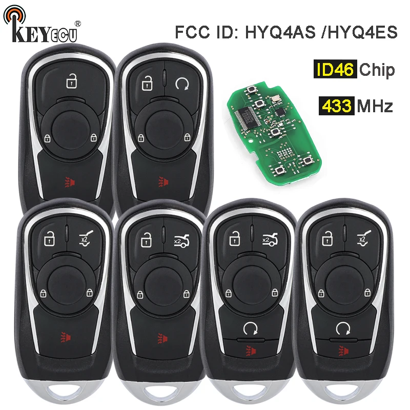 KEYECU 315 МГц 433 ID46 чип HYQ4ES/HYQ4AS умный дистанционный брелок для Buick Enclave Encore Envis GX Envision