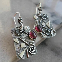 european and american geometric square irregular spiral earrings earrings vintage bohemian ruby earrings