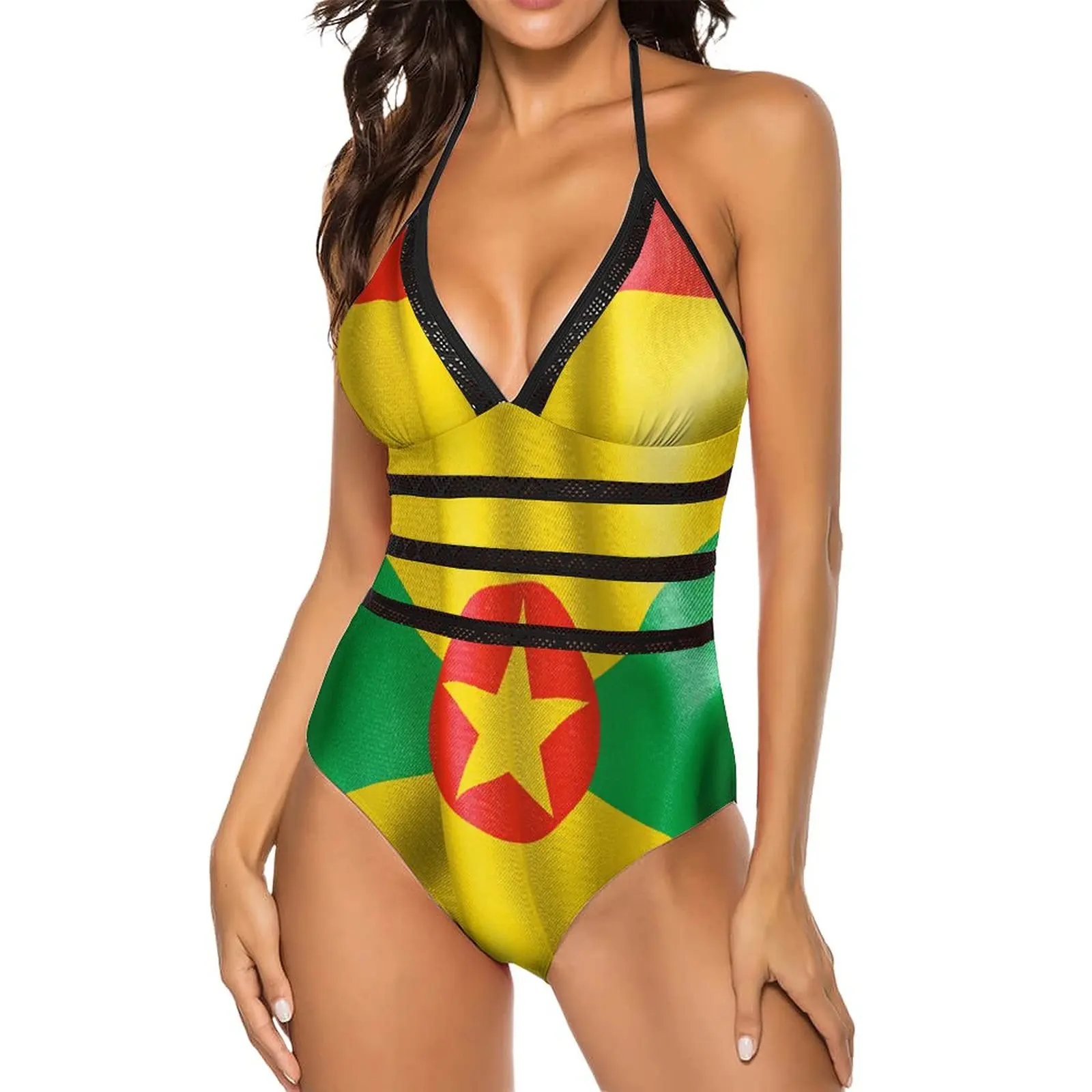 

Exotic Women's Bikinis Grenada Flag One-piece Swimsuit Unique Beach Vintage Swimsuit Funny Novelty