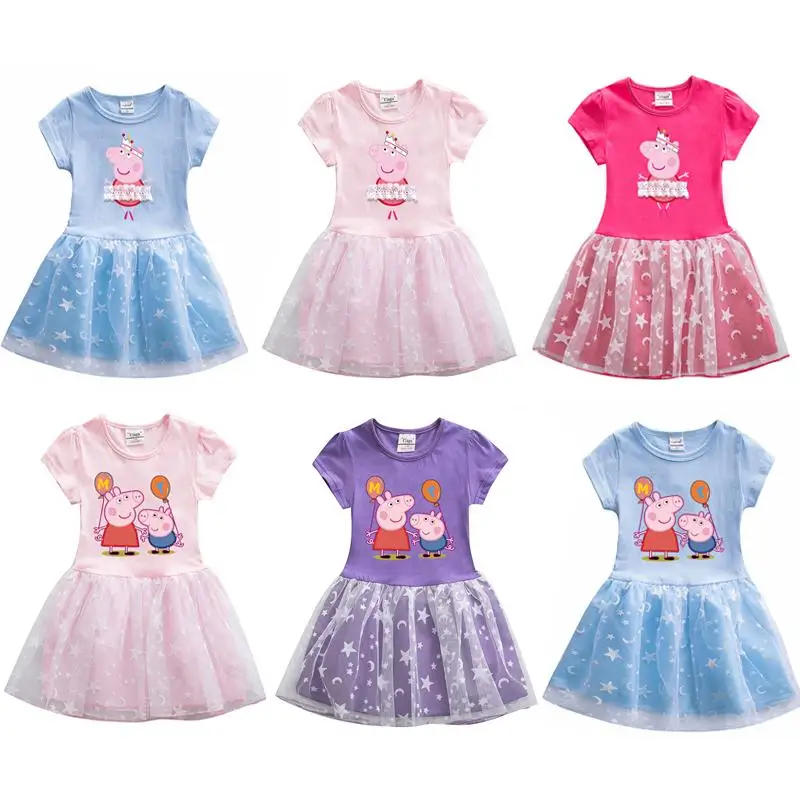 

Kawaii Peppa Pig Dress Summer Dress Cute Anime Surrounding Breathable Soft Comfortable Girl Princess Dress Children's Gift