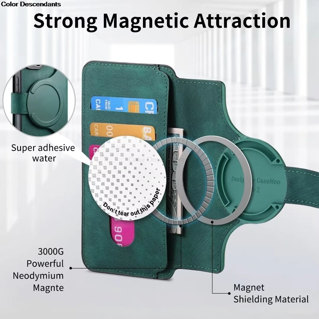 Съемный кожаный чехол-книжка 2 в 1 с технологией RFID для Xiaomi Poco F6 Pro Магнитный