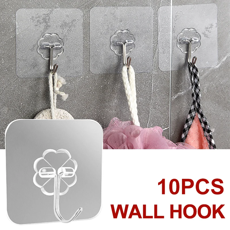 

10 шт., прозрачные самоклеящиеся крючки для ключей