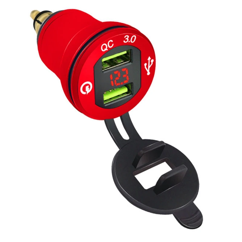 

Автомобильное зарядное устройство QC3.0, быстрое зарядное устройство с двумя USB-портами и 2 цифровыми дисплеями с вольтметром