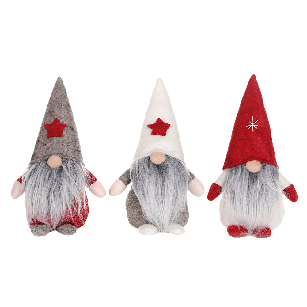 

3Pcs Xmas Gnome Dolls Children Cartoon Doll Party Scene Layout Doll Ornament