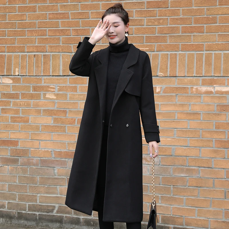 High Sense Woolen Jacket Women Mid-Length Autumn and Winter Clothing 2024 New Small Cotton Thickening Coat