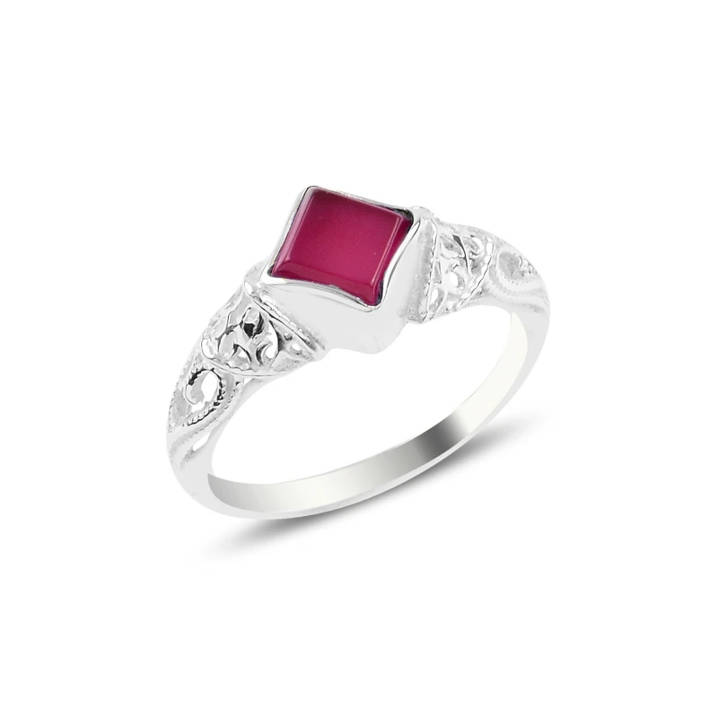 

Silver 925 Sterling Red Agate Solitaire Ring