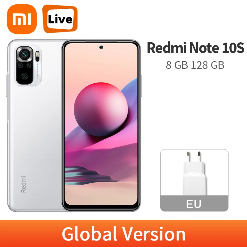 Xiaomi Redmi Note 10S 8 ГБ ОЗУ глобальная версия Гб ПЗУ 128 дюйма AMOLED экран 64-мегапиксельная
