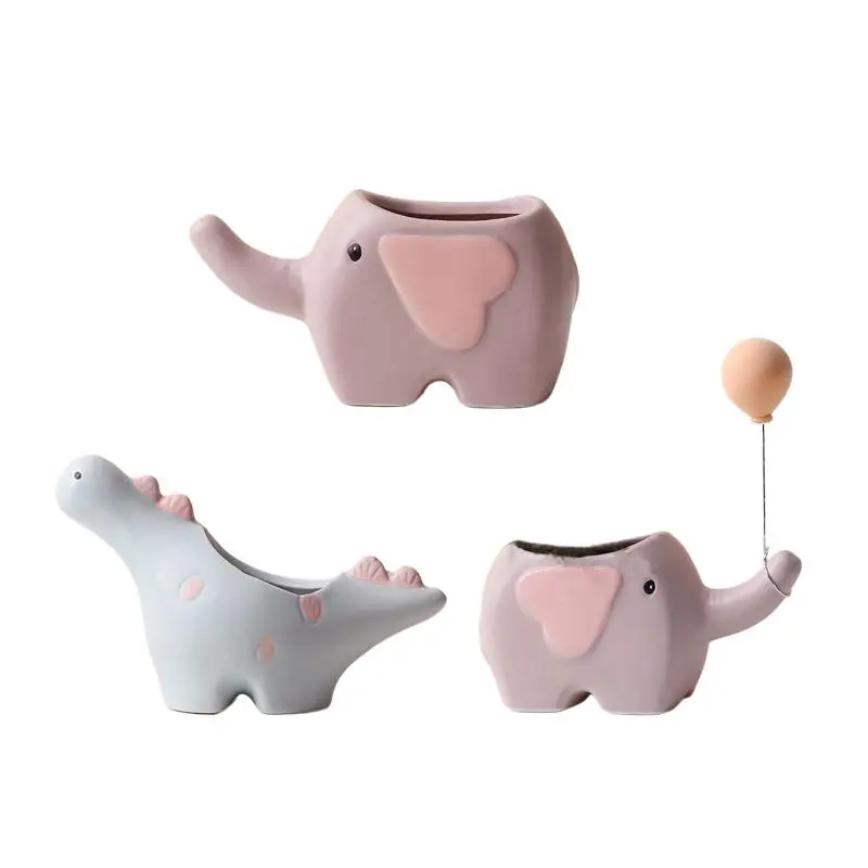 

A0NA Creative Flower Pot Cartoon Elephant Dinosaur Ceramic Planters Pots For Flowers Desktop Macetas Home Garden Decoration