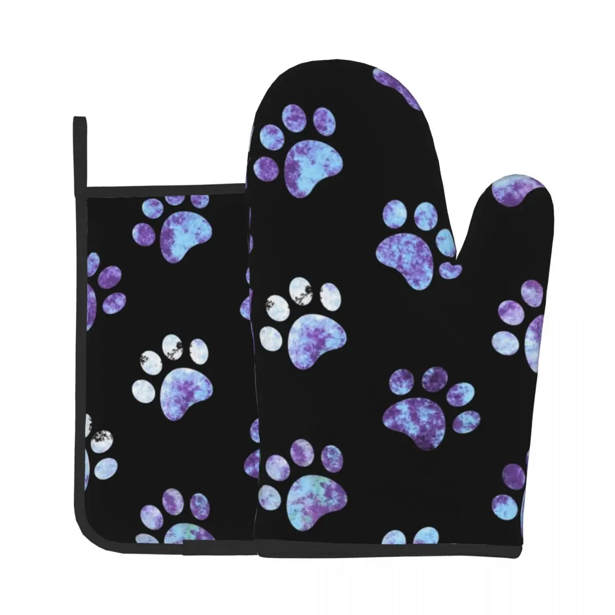 

Black Purple Blue Textured Paw Oven Mitts Kittens Meow Kawaii Potholder Mat Baking Oven Kitchen Cooking Gloves Insulation Pad