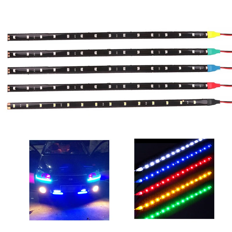 

Car LED Strip Styling Decorative Ambient Light 30CM 15 SMD Lamp Waterproof LED Flexible Atmosphere Light White Red Yellow Bule