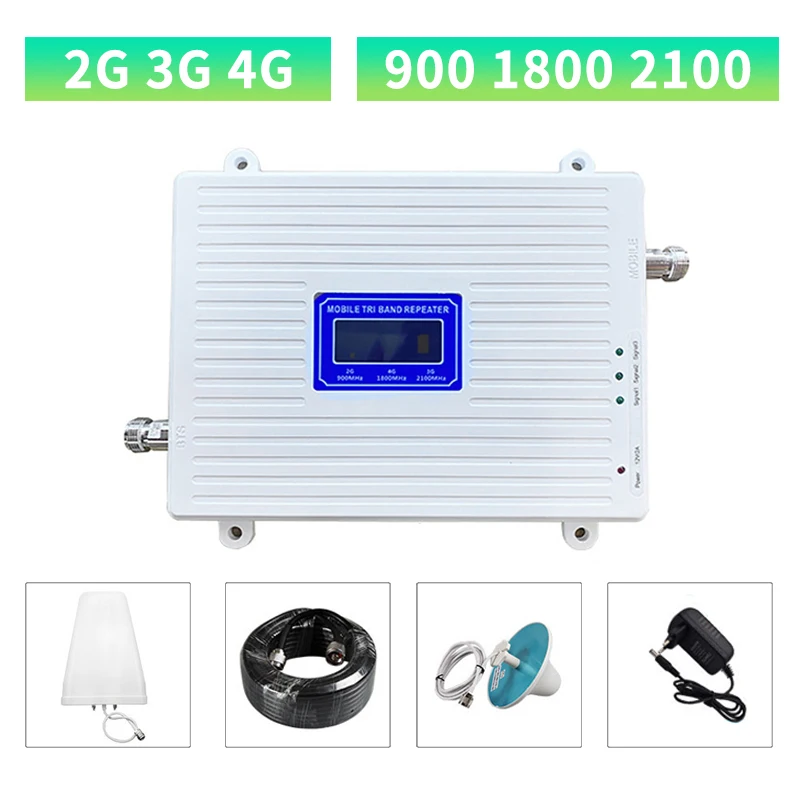 900 1800 2100 МГц Усилитель мобильного сигнала 2G 3G 4G Lte ретранслятор мобильного сигнала GSM усилитель сигнала сотового телефона с кабелем 10/15/м