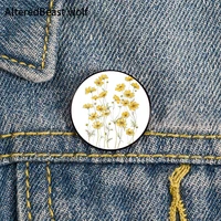 yellow cosmos flowers pin custom funny brooches shirt lapel bag cute badge cartoon cute jewelry gift for lover girl friends