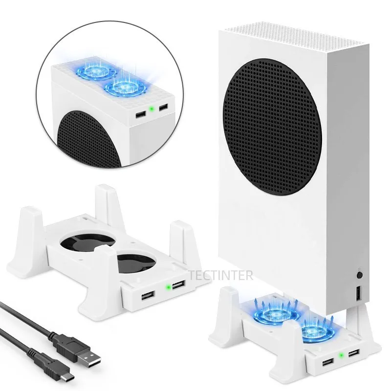 

Вертикальная подставка с 2 вентиляторами подставка для Xbox серии S 3-скоростной кулер для игровой консоли Xbox серии S с 2 USB-портами