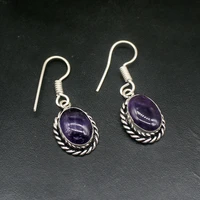gemstonefactory big promotion single unique 925 silver vintage purple charoite women ladies gift dangle drop earrings 20215239
