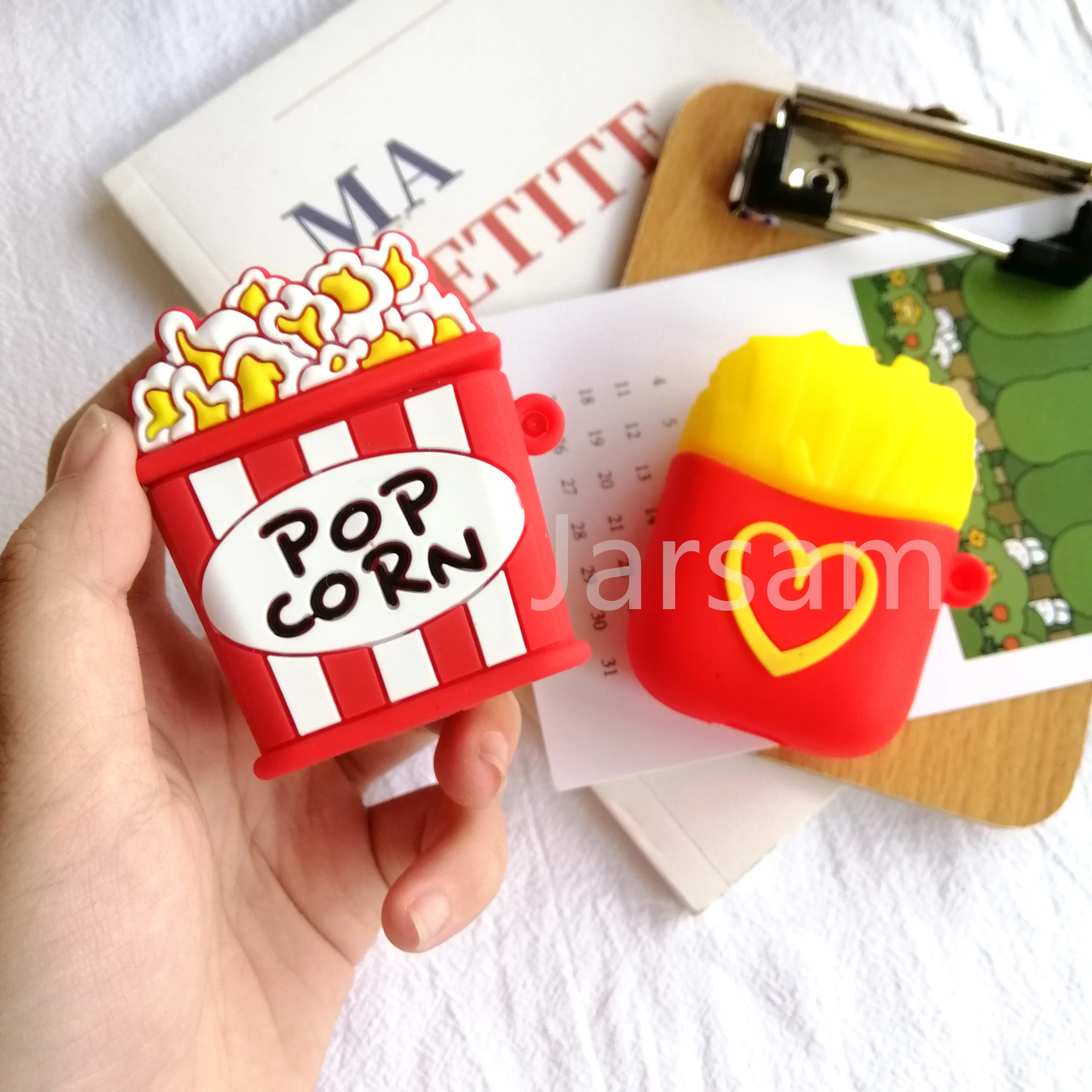 

Силиконовый чехол для наушников с рисунком попкорна для AirPods, милый защитный чехол для телефона