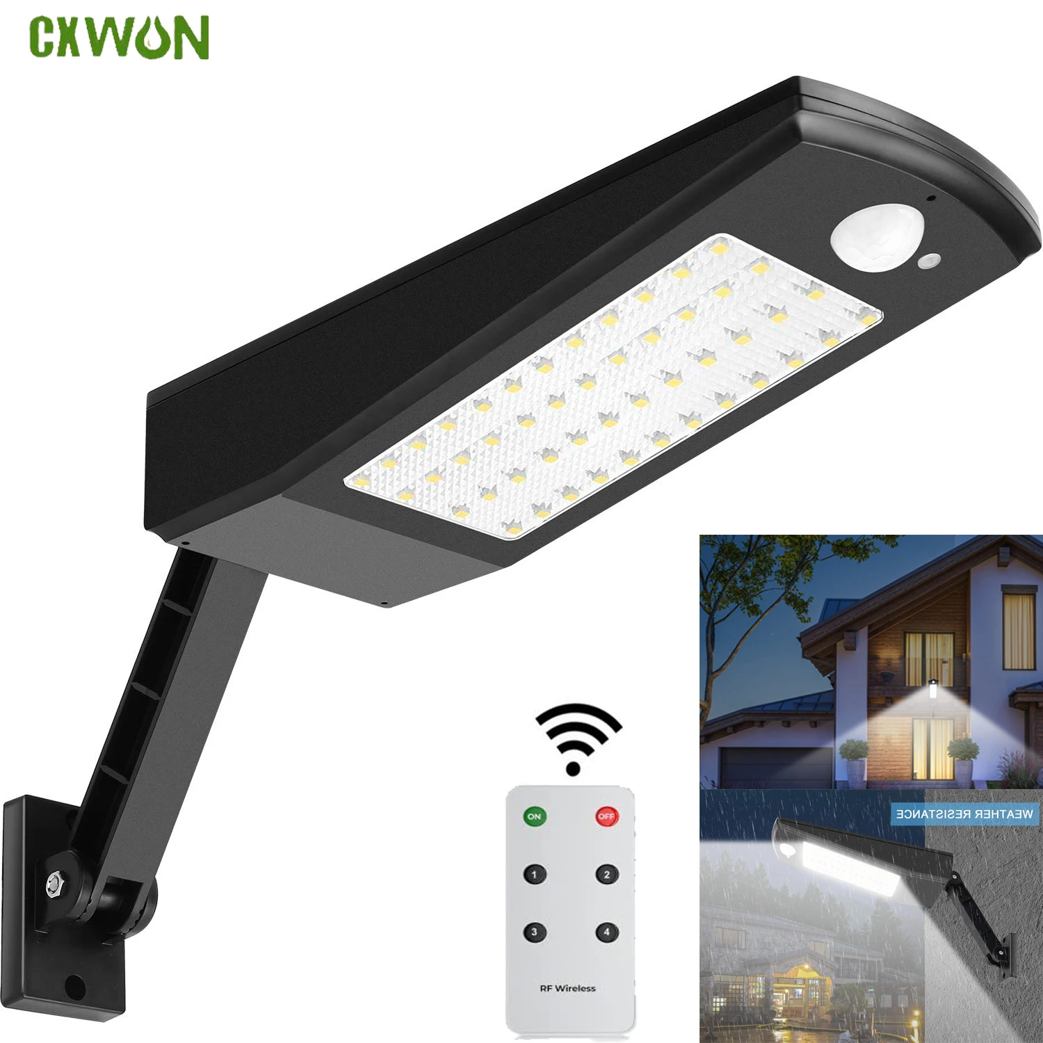Upgraded Solar Panel Light Outdoor Waterproof Street Light Rotable Pole Solar Wall Lighting with 4 Mode for Home Garden Pathway
